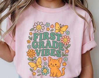 1st Grade Shirt, First Grade Tshirt, Back to School Tee, Grade 1 T-shirt, Cute Cat Shirt, 1st Day of School, First Grade Girl Shirt