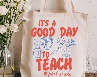 1st Grade Teacher Tote Bag, First Grade Teacher Gift, Teacher Appreciation Gift, Cotton Canvas Bag, Teacher Gift Bag, First Grade Team