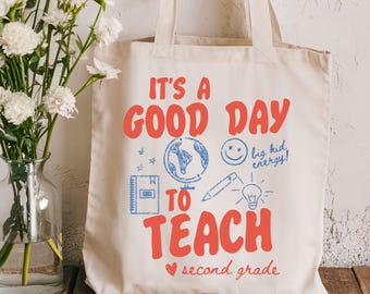2nd Grade Teacher Tote Bag, Second Grade Teacher Gift, Teacher Appreciation Gift, Cotton Canvas Bag, Teacher Gift Bag, Second Grade Team