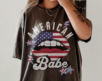 American Babe Comfort Colors Shirt: Patriotic Fourth of July Tee