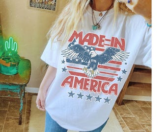 American Eagle Shirt, Free Bird Tshirt, Western 4th of July Tee, Fourth of July Tshirt, Patriot Tee, Vintage Rock USA Shirt, Comfort Colors
