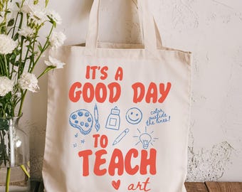 Art Teacher Gift, Art Teacher Tote Bag, Art Teacher Appreciation Gift, Cute Cotton Canvas Bag, Art Teacher Gift Bag, New Art Teacher Gift
