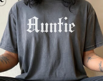 Auntie Shirt, Cool Aunt Gift, Goth Graphic on Comfort Colors