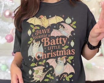 Bat Christmas Comfort Colors Shirt: Goth Holiday Tee
