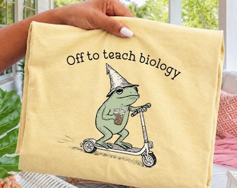 Biology Teacher Comfort Colors® Shirt Science Education Tshirt STEM Ecology Evolution Tee Frog Scooter Gift Biology Teacher Back to School
