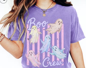 Boo Crew Shirt, Cute Ghost Shirt, Pastel Halloween Tee, Spooky Season Tshirt
