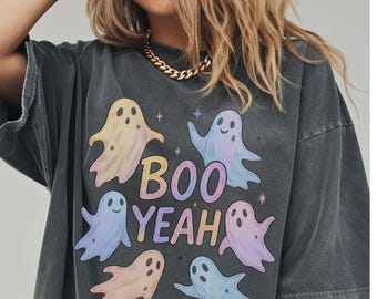 Boo Shirt, Ghost Shirt, Pastel Goth Tshirt, Pink Halloween Tee, Fall Girly Ghost Tee, Comfort Colors, Spooky Mama T-shirt, Retro Ghost Shirt