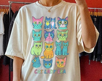 Cat Lady Shirt, Cat Mom Gift, Cat Meme Shirt, Funny Cat Tee, Crazy Cat Lady Tshirt, Comfort Colors, Downtown Girl, Mental Health Shirt