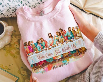 Christian Sweatshirt Last Supper Sweater Cross Bible Study Faith Catholic Pullover Trendy Jesus Faith Crewneck Believer Gift For Christian