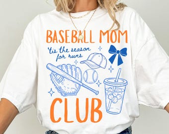 Comfort Colors Baseball Mom Club Shirt Cute Baseball Mama Game Day Tee Sports Mom Homerun Practice Bleacher Trendy T- Shirt For Mothers Day