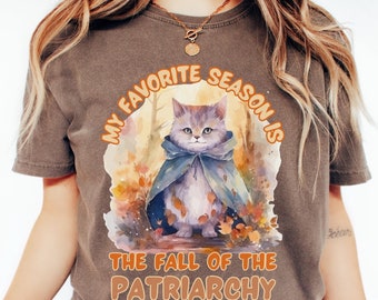 Comfort Colors Feminist T-Shirt: Fall of the Patriarchy Cat Tee