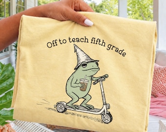 Comfort Colors® Fifth Grade Shirt 5th Grade Teacher Back to School T-shirt Silly Off To Teach Frog Iced Coffee Tee Cute Elementary Teacher