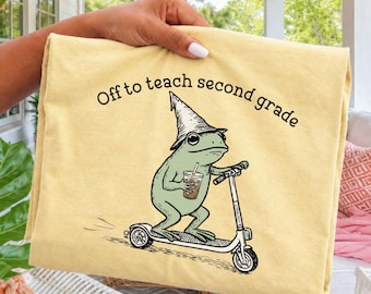Comfort Colors® Second Grade Shirt 2nd Grade Teacher Back to School T-shirt Silly Off To Teach Frog Iced Coffee Tee Cute Elementary Teacher
