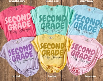 Comfort Colors® Second Grade Teacher Shirt 2nd Grade Teacher T-Shirt Custom 2nd Grade Matching Dream Team Tee Back to School Name Shirt