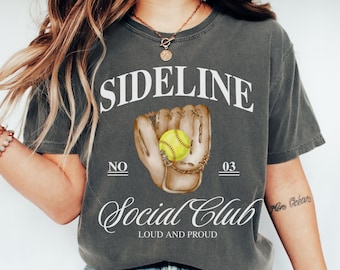 Comfort Colors Softball Shirt Softball Mom T-Shirt Custom Softball Mama Shirt Softball Sister Shirt Number Shirt Sideline Social Club Shirt