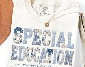 Comfort Colors® Special Education Teacher Shirt Autism Matching Group T-Shirt Floral Faux Patchwork SPED Educator Back to School Team Tee
