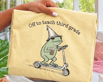Comfort Colors® Third Grade Shirt 3rd Grade Teacher Back to School T-shirt Silly Off To Teach Frog Iced Coffee Tee Cute Elementary Teacher