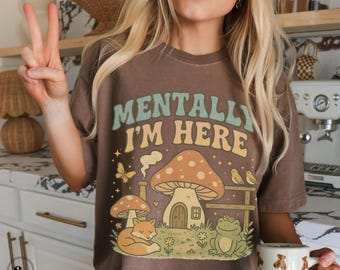 Cottagecore Shirt, Frog Tshirt, Mushroom T-shirt, Mental Health Shirt, Garden Shirt, Retro Groovy Tee, Nature Lover Gift, Comfort Colors