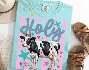 Cow Comfort Colors® Shirt Preppy Western Farm Animal Tee Silly Ranch Life Tshirt Funny Country Lover TShirt Aesthetic Holy Dairy Cow T-Shirt