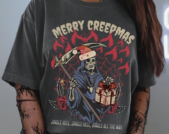 Creepmas Shirt, Creepy Christmas Tshirt, Dark Goth Christmas Shirt, Gothmas Tee, Spooky Xmas Shirt, Funny Grim Reaper Holiday Shirt