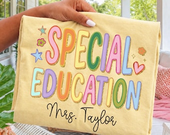 Custom Comfort Colors® Special Education Teacher Shirt First Day SPED Matching Group T-Shirt Colorful Cute Educator Back to School Outfit