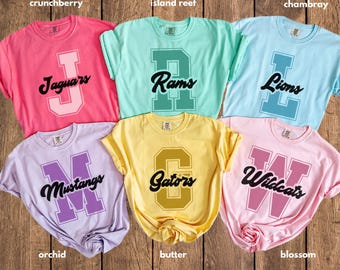 Custom Team Name Shirt Comfort Colors Mascot Back To School Varsity Team Name Tshirt School Spirit T-shirt Sport Teacher Mascot Tee