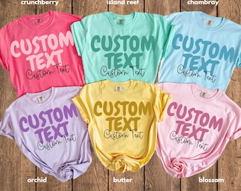 Custom Text Comfort Colors® Shirt Matching Team Tshirt Personalized Teacher Name Tee Birthday First Grade or Nurse T-shirt Bold Text