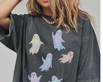 Cute Ghost Shirt, Pastel Goth Shirt, Pink Halloween Tshirt, Fall Girly Ghost Tee, Comfort Colors, Spooky Mama T-shirt, Retro Ghost Shirt