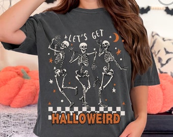 Dancing Skeletons Halloween Shirt: Retro Comfort Colors Tee