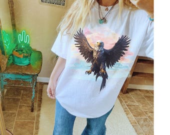 Eagle Shirt, Comfort Colors, Eagles School Spirit, Vintage Aesthetic Shirt, Patriotic Bald Eagle Tshirt, Soaring American Eagle T-shirt