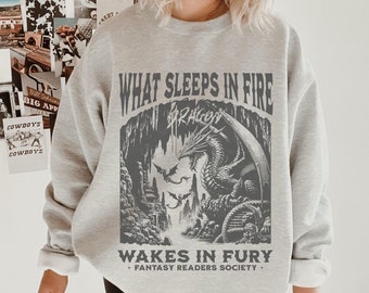 Fantasy Dragon Sweatshirt, Medieval Dragon Sweater, Fantasy Reader Crewneck, Book Lover Gift, Goth Sweatshirt, Dragon Lover Gift