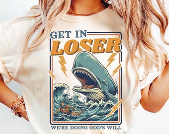 Funny Christian Comfort Colors Shirt Doing Gods Will Jonah and the Whale Tee Silly Faith Humor TShirt Religious Meme T-Shirt For Believer
