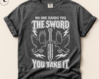 Heavy Metal Sword Shirt, Raven Viking Tee, Edgy Comfort Colors Shirt