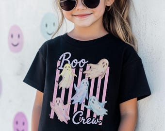 Kids Boo Crew Shirt, Spooky Cute Halloween Ghost Tee for Girl