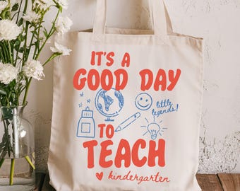 Kindergarten Teacher Tote Bag, Kindergarten Teacher Gift, Teacher Appreciation Gift, Cotton Canvas Bag, Teacher Gift Bag, Kindergarten Team