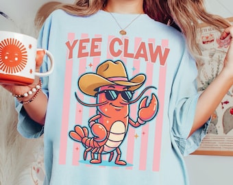 Lobster Comfort Colors® Shirt Western Yee Claw Graphic Tee Funny Country Animal Cowboy Beach TShirt Coastal Summer T-Shirt Ocean Lover
