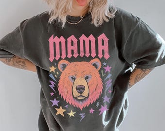 Mama Bear Shirt, Trendy Mom Tshirt, Comfort Colors, Gift for Mom, New Mommy Gift, Mother Bear T-shirt, Cool Mom Tee, Retro Mama Shirt