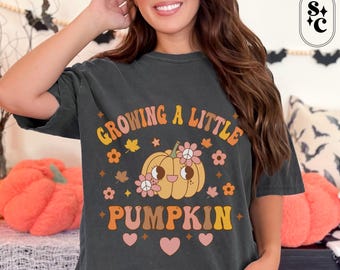 Maternity Halloween Shirt: Growing a Little Pumpkin - Comfort Colors Tee