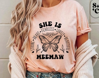 Meemaw Gift, Mothers Day Gift, Worlds Best Meemaw Shirt, Grandmother Present, Gift from Grandchildren, Butterfly Flower Tshirt, New Meemaw