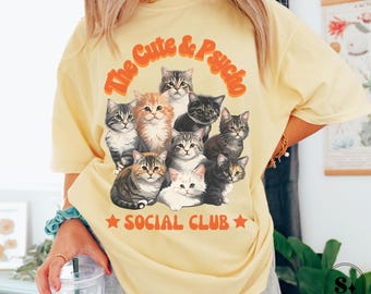 Mental Health Meme, Funny Cat Shirt, Bestie Gift, Wierdcore T-shirt, Cat Humor Tee, Cute but Feral, Unhinged, Crazy Cat Lady, Friend Gift