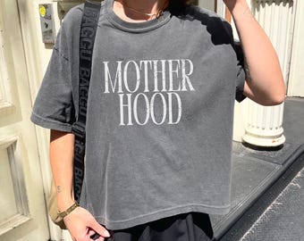 Mother Hood Shirt, Comfort Colors Boxy Tee, Cropped Mom T-shirt, Trendy Mama Tshirt, Mom Life Tee, Motherhood T Shirt, Cool Mom Club