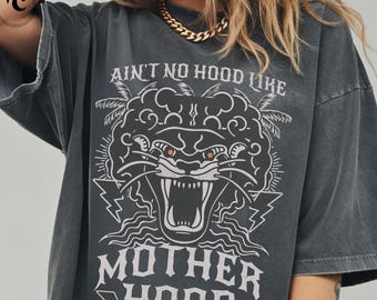 Mother Hood Shirt Comfort Colors, Funny Motherhood Tee, Vintage Panther Graphic T-Shirt, Cool Mom Life Tshirt