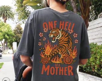Motherhood Shirt, Cool Moms Club, Tired Mom Tshirt, New Mom Gift, Cherry Blossom, Rose Tiger Mom Tee, Trendy Mama T-shirt, Comfort Colors