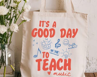 Music Teacher Gift, Music Teacher Tote Bag, Art Teacher Appreciation Gift, Cotton Canvas Bag, Music Teacher Gift Bag, New Music Teacher Gift