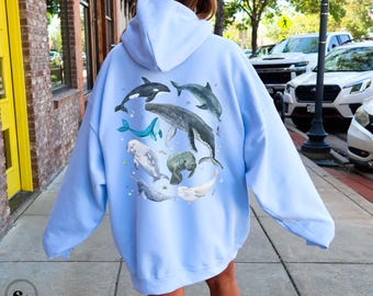 Ocean Beach Hoodie, Whale Shark Sweatshirt, Manatee, Beachy Watercolor Hoodie, Ocean Lover Hooded Sweatshirt, Coastal Vibes, Coconut Girl