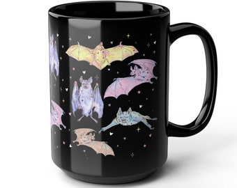 Pastel Goth, Bat Mug, Girly Halloween, Creepy Cute, Fall Coffee Mug, Pink Halloween, Spooky Mug, Witchy Stuff, Cute Halloween Bats Gift