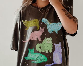 Pastel Goth Cat Shirt, Whimsigoth Shirt, Mystical Cat Shirt, Comfort Colors, Creepy Cute Tshirt, Spooky Season Tee, Artsy Tee, Witchy Tshirt