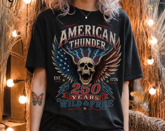 Patriotic Skull Shirt, Vintage Americana Biker Graphic Tee