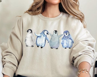Penguin Sweatshirt, Baby Penguin, Penguin Lover Gift, Bird Sweater, Cute Crewneck, Cozy Sweatshirt, Animal Lover gift, Penguin Babies Shirt