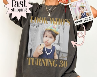 Personalized 30th Birthday Shirt Comfort Colors® Custom Photo Year Birthday TShirt Custom Vintage 30th 40th or 50th Birthday Party Gift